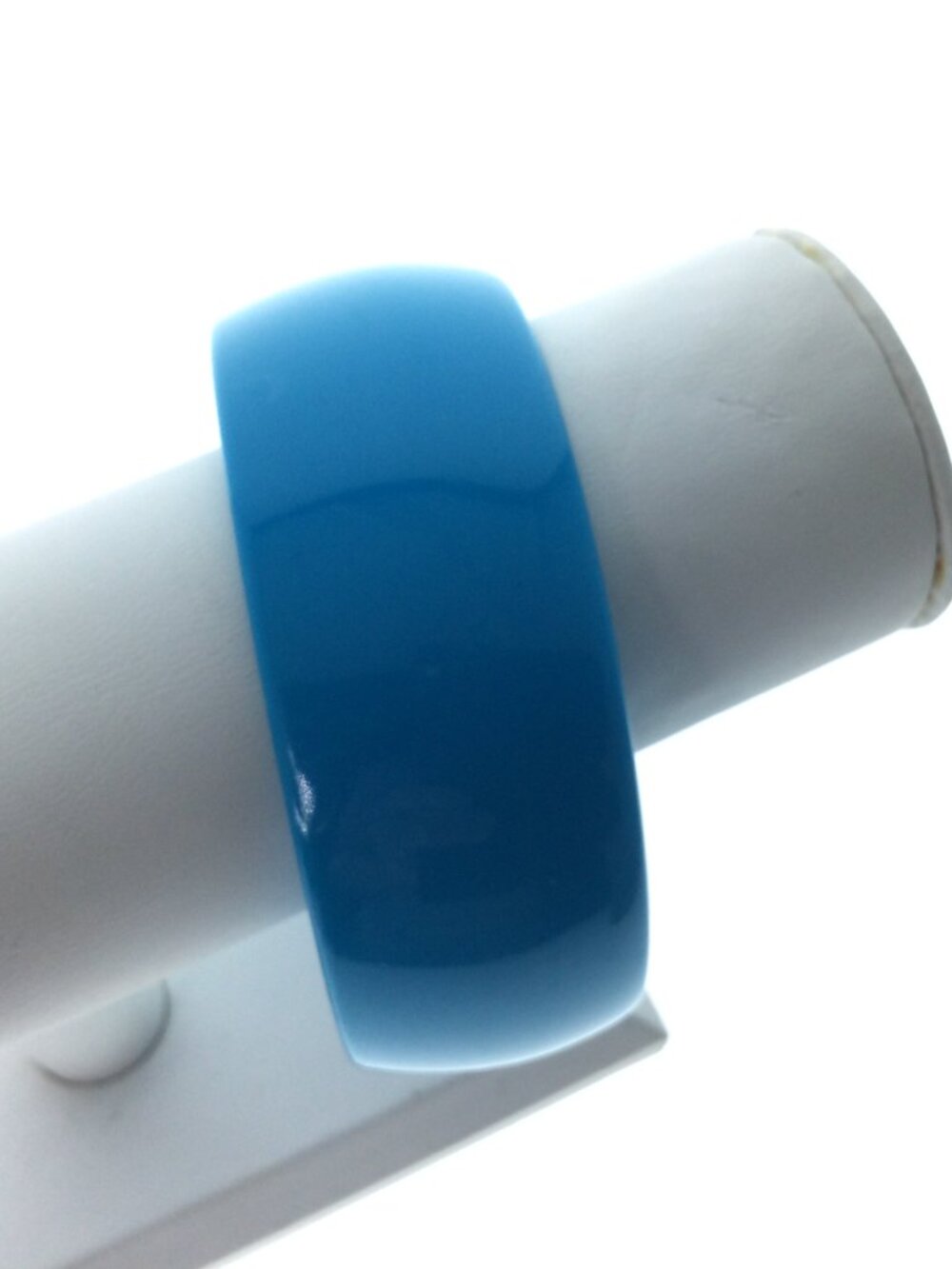 Vintage Turquoise Plastic Chunky Bangle Bracelet - 1” Wide, 2.5” ID
